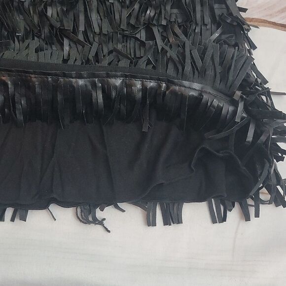 UNION of Angels Black Fringe Leather Mini Skirt size XS Club Party or Event Goto - Picture 10 of 10
